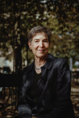 Laura Mullen in a garden in Paris